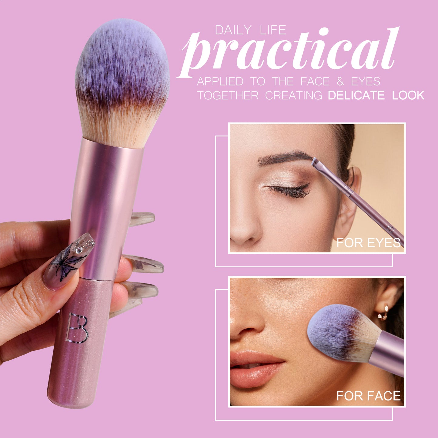 Travel Brush Set: 5 Brushes + Bag + Powder Puff