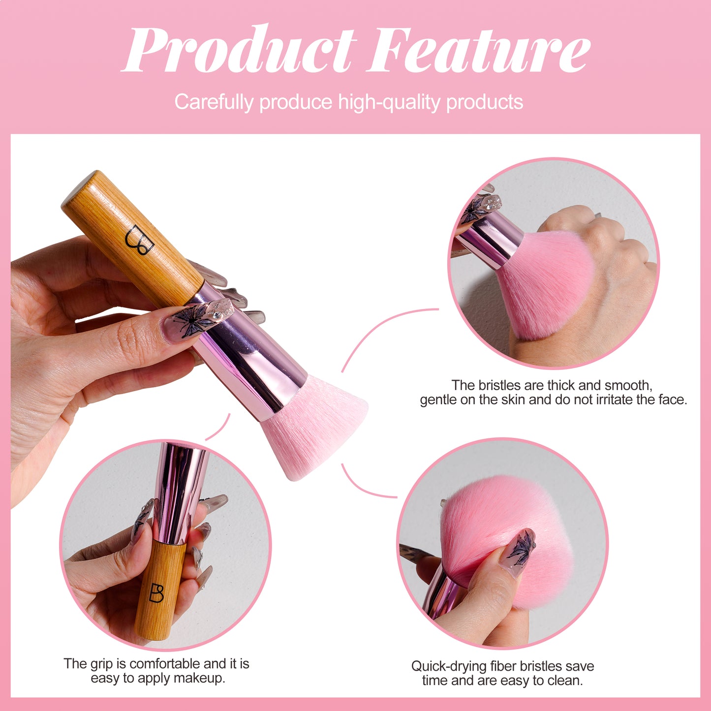 Travel Brush Set: 5 Brushes + Bag + Powder Puff