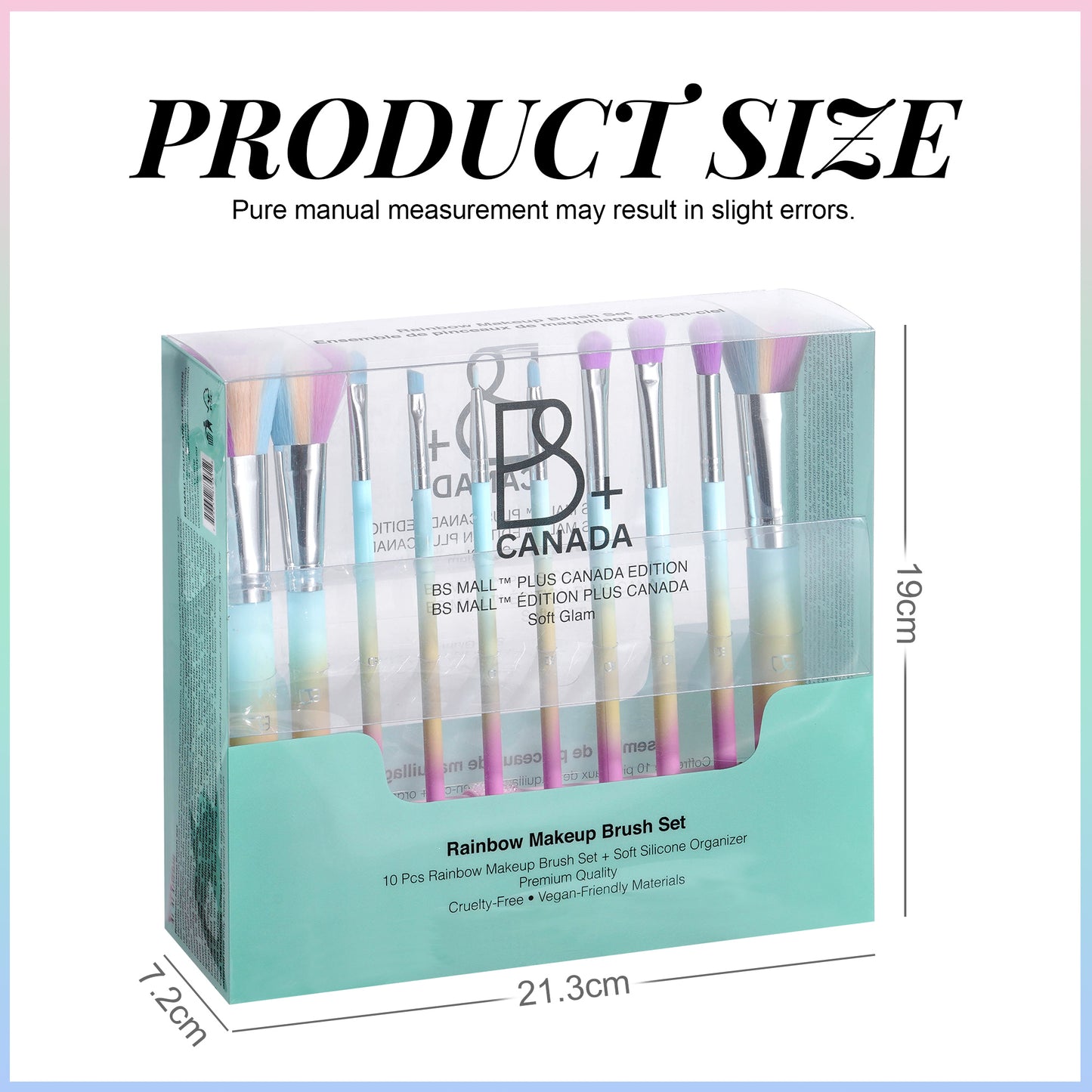 10 Pcs Rainbow Colorful Makeup Brushes + Silicon Bag