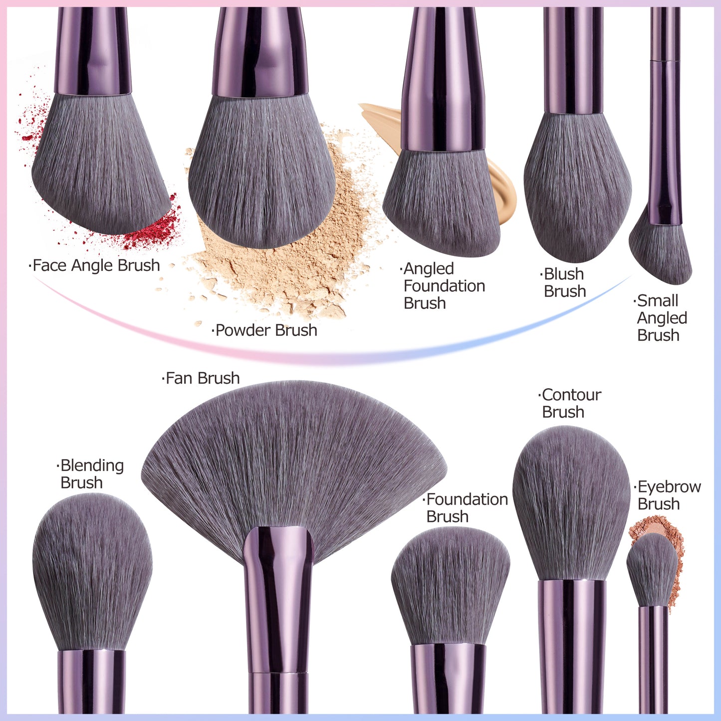 Dual Head Face Makeup Brushes Set — 5 Pcs
