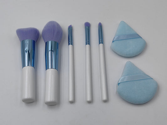 TRAVEL BRUSH SET: 5 BRUSHES + BAG + POWDER PUFF