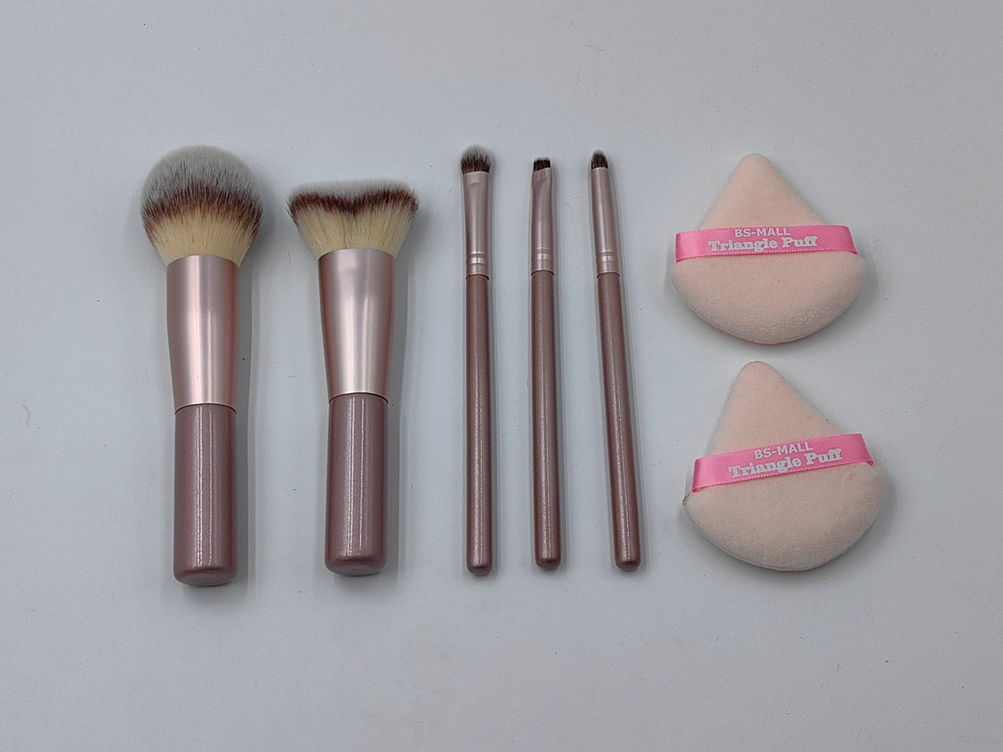 TRAVEL BRUSH SET: 5 BRUSHES + BAG + POWDER PUFF