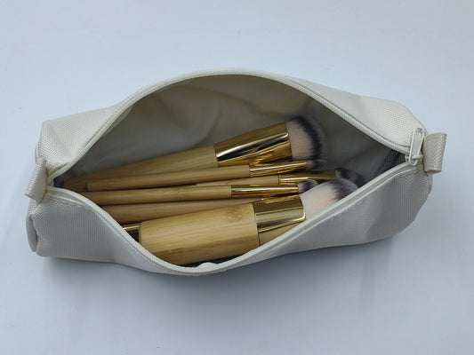 Bamboo Makeup Brush Set — 10 Pcs + Oxford Cloth Bag + 4 Sponges