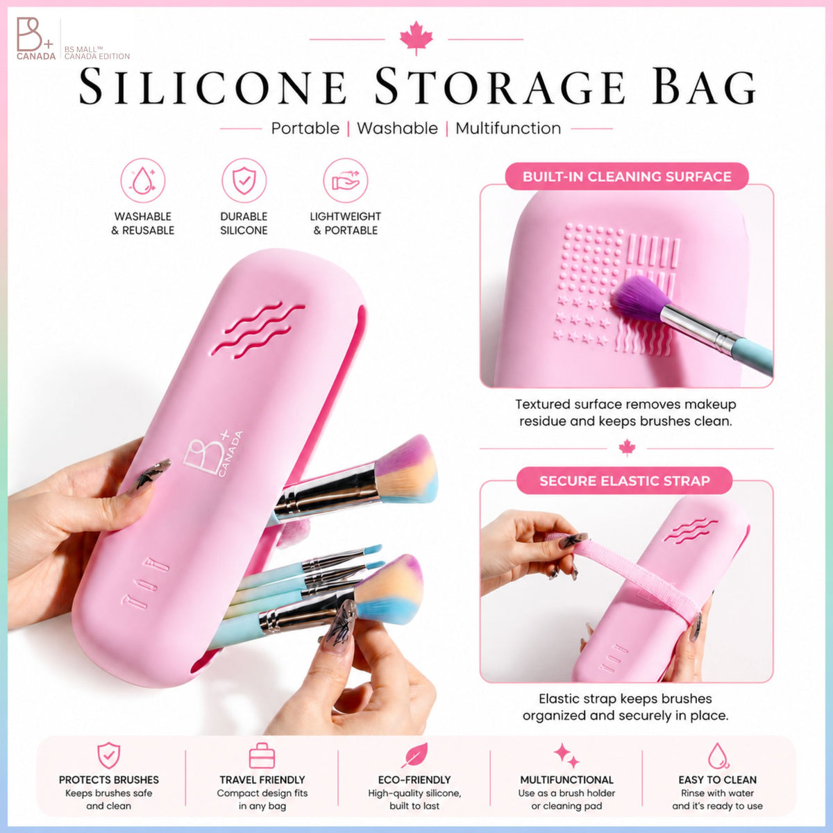 10 Pcs Rainbow Colorful Makeup Brushes + Silicon Bag