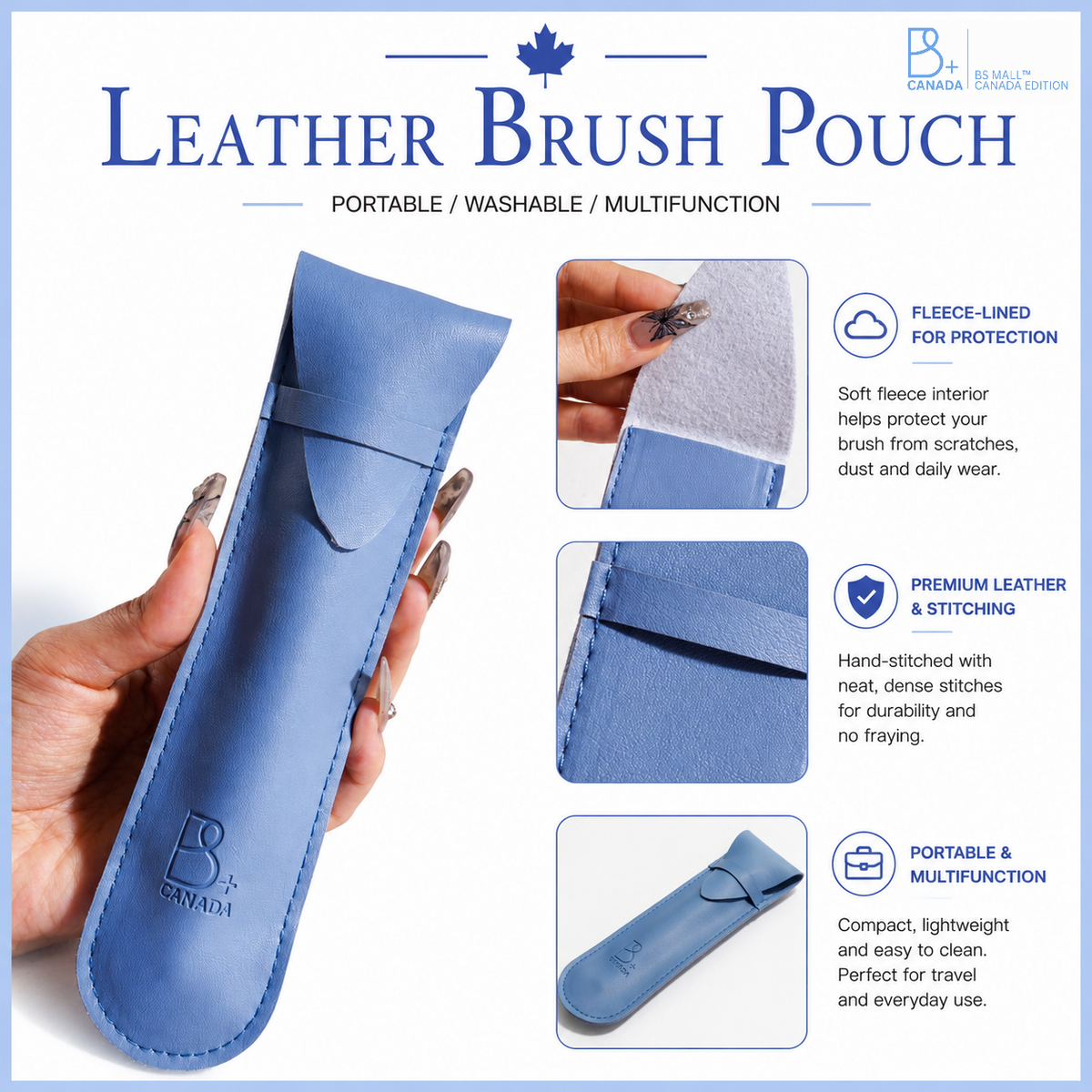 Single Flat Foundation Brush + PU Pouch