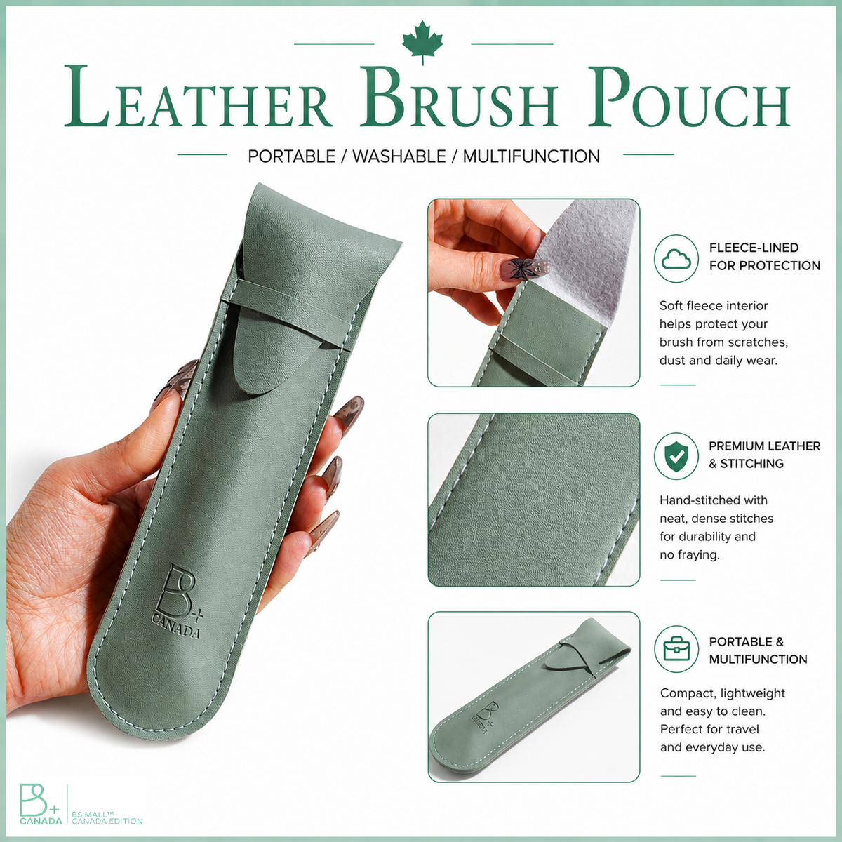 Single Flat Foundation Brush + PU Pouch