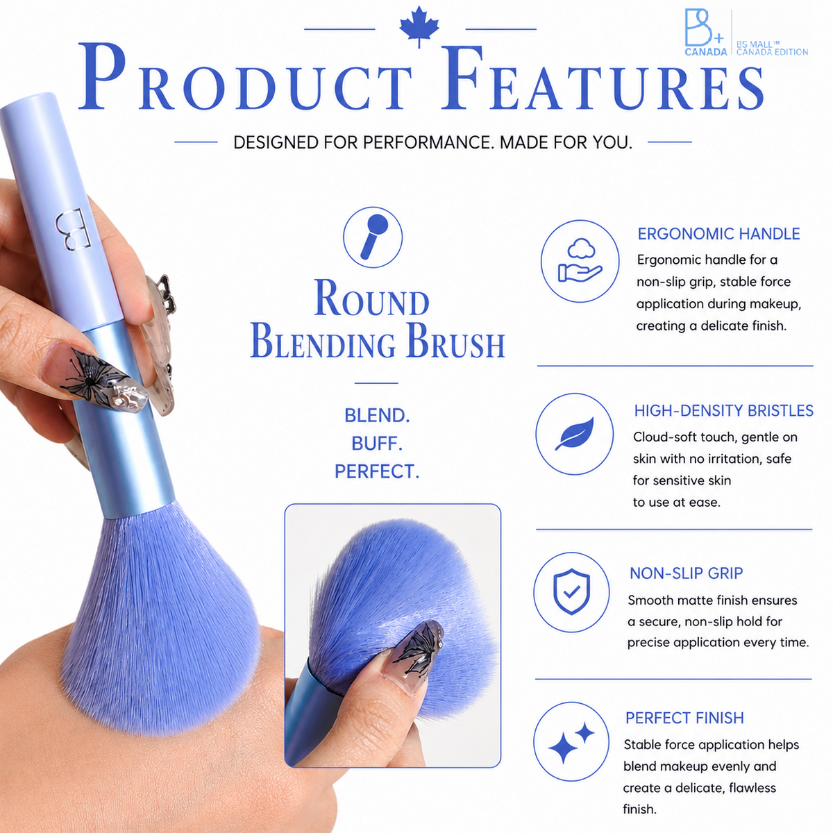 Single Round Blending Brush + PU Pouch