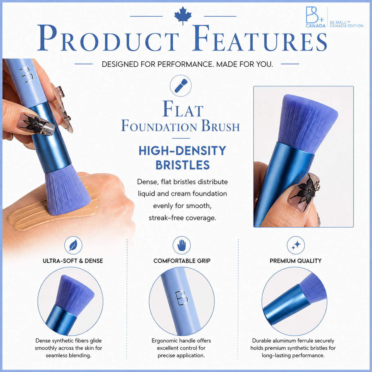 Single Flat Foundation Brush + PU Pouch