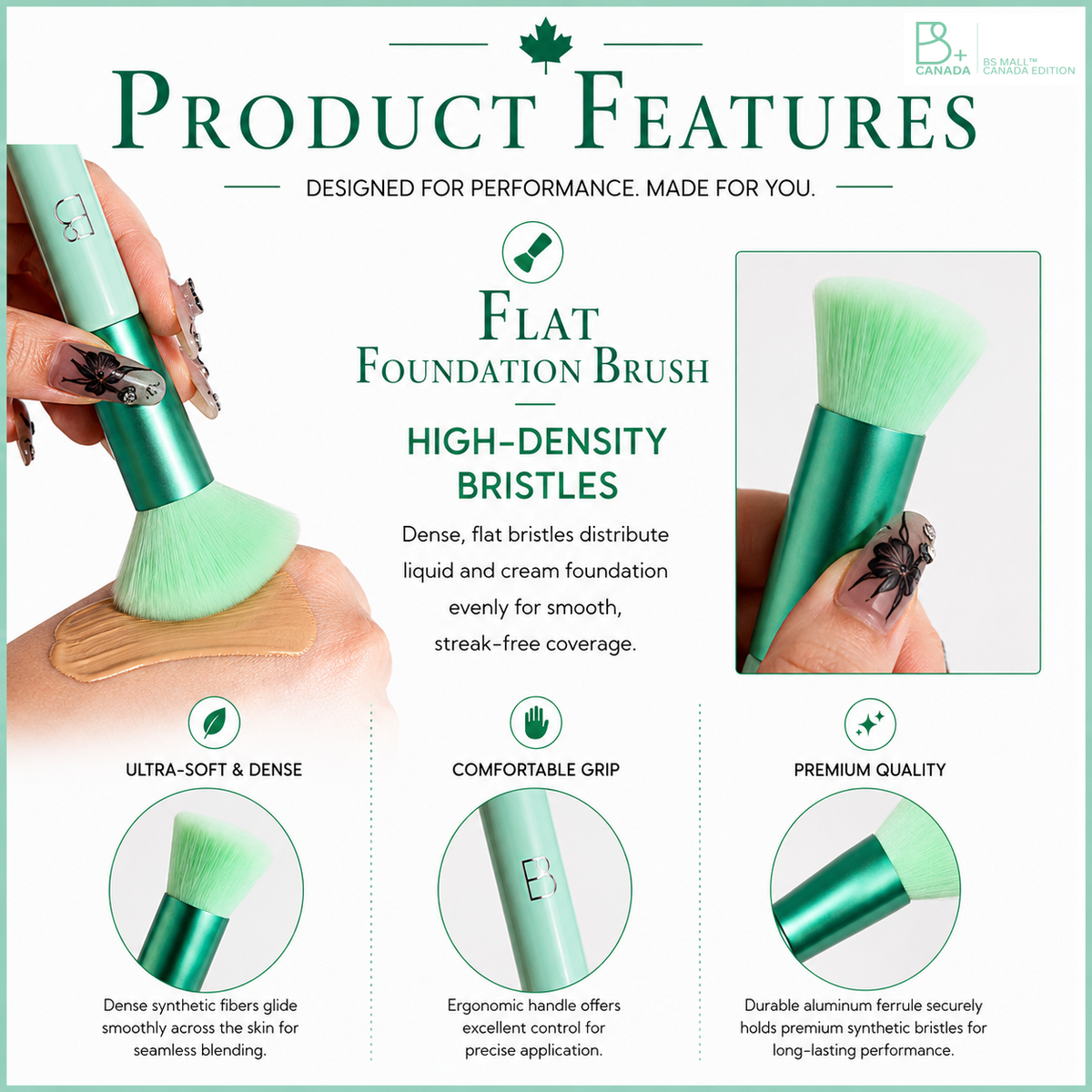 Single Flat Foundation Brush + PU Pouch