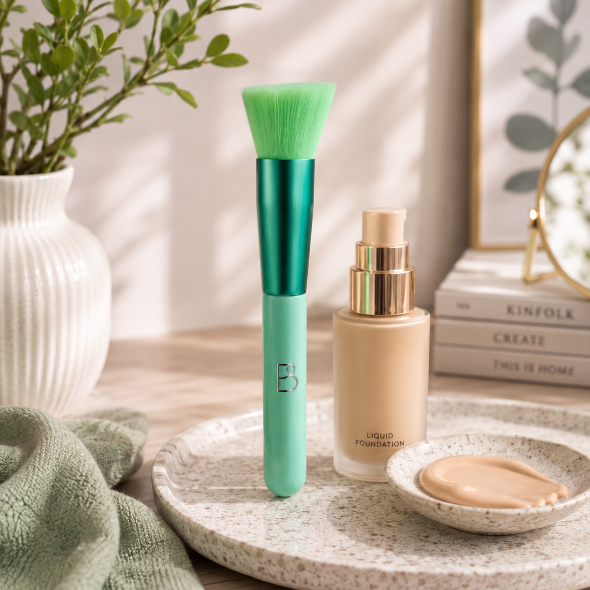 Single Flat Foundation Brush + PU Pouch
