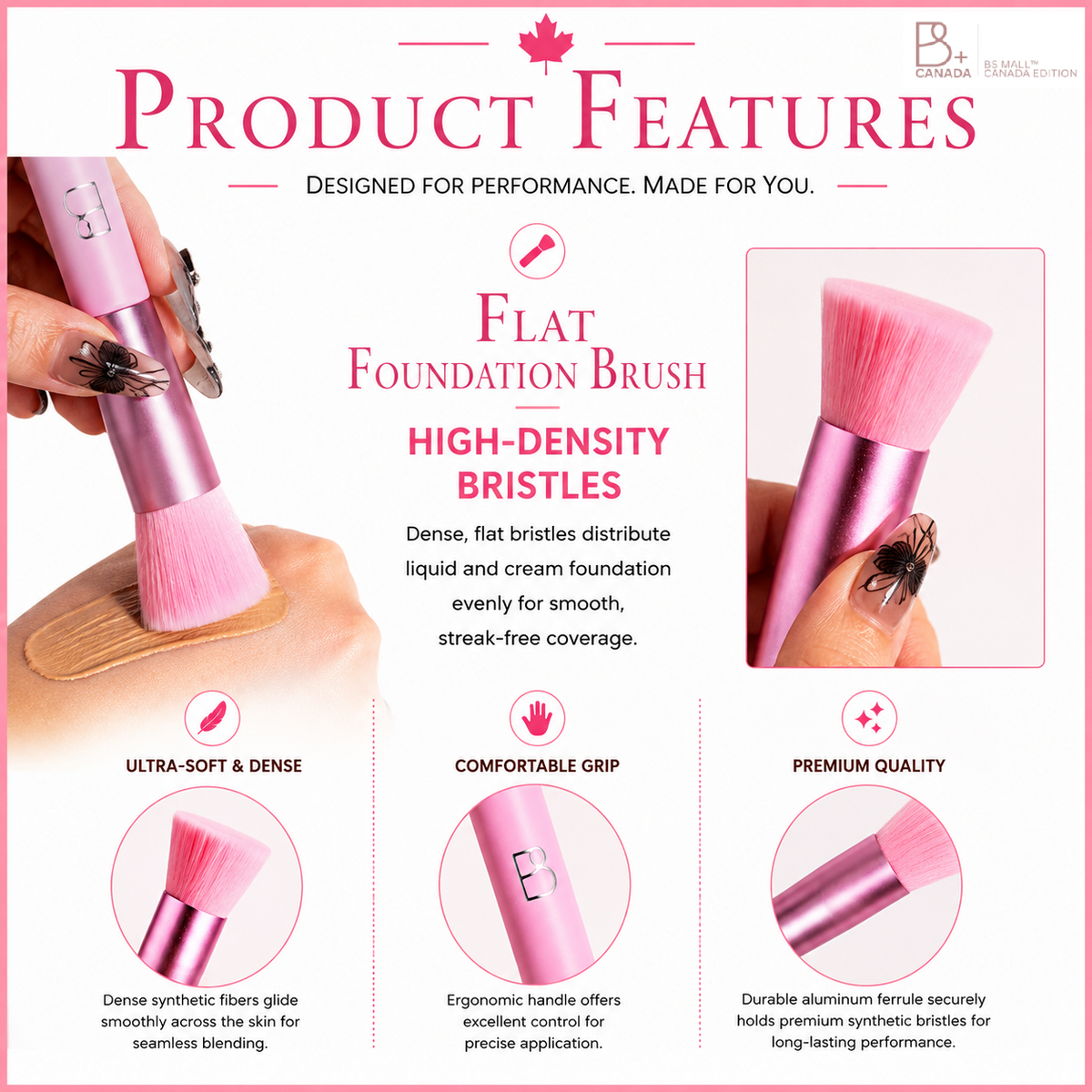 Single Flat Foundation Brush + PU Pouch