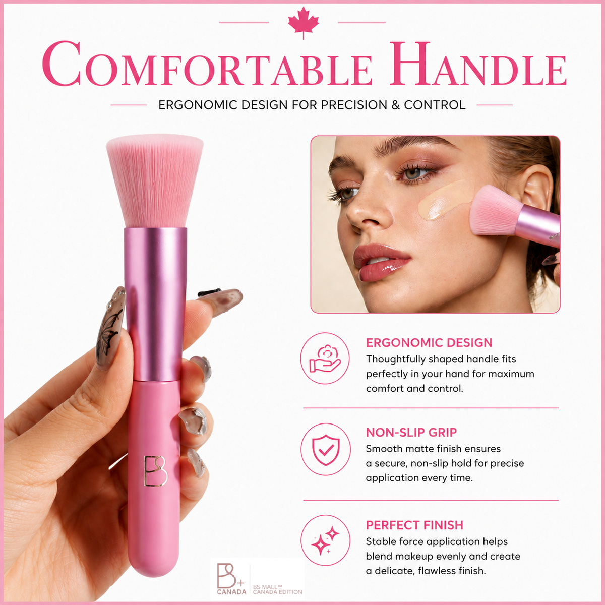 Single Flat Foundation Brush + PU Pouch
